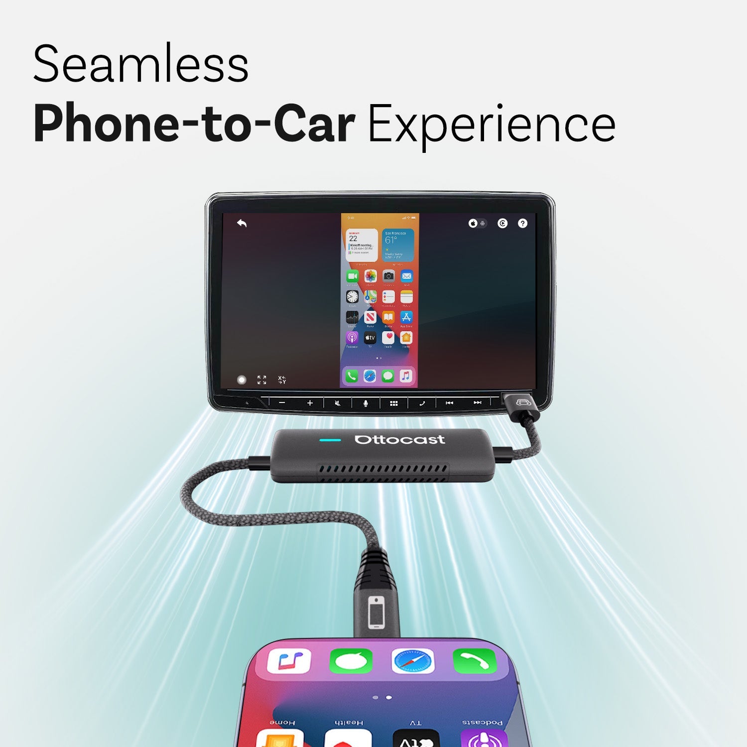 Ottocast Mirror Touch adapter with bidirectional control CarPlay iOS/ Android Mirror 3 in 1