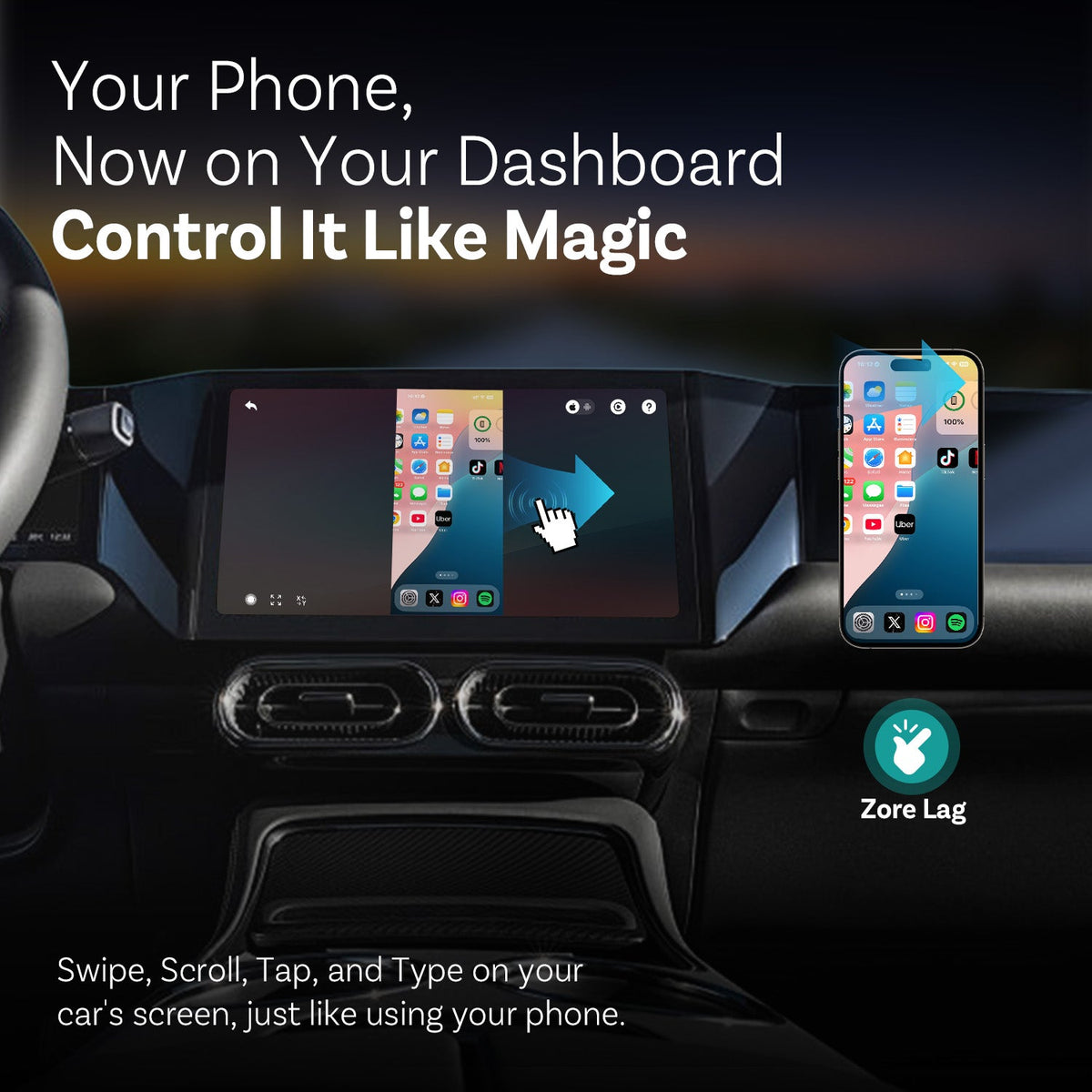 Ottocast Mirror Touch adapter with bidirectional control CarPlay iOS/ Android Mirror 3 in 1