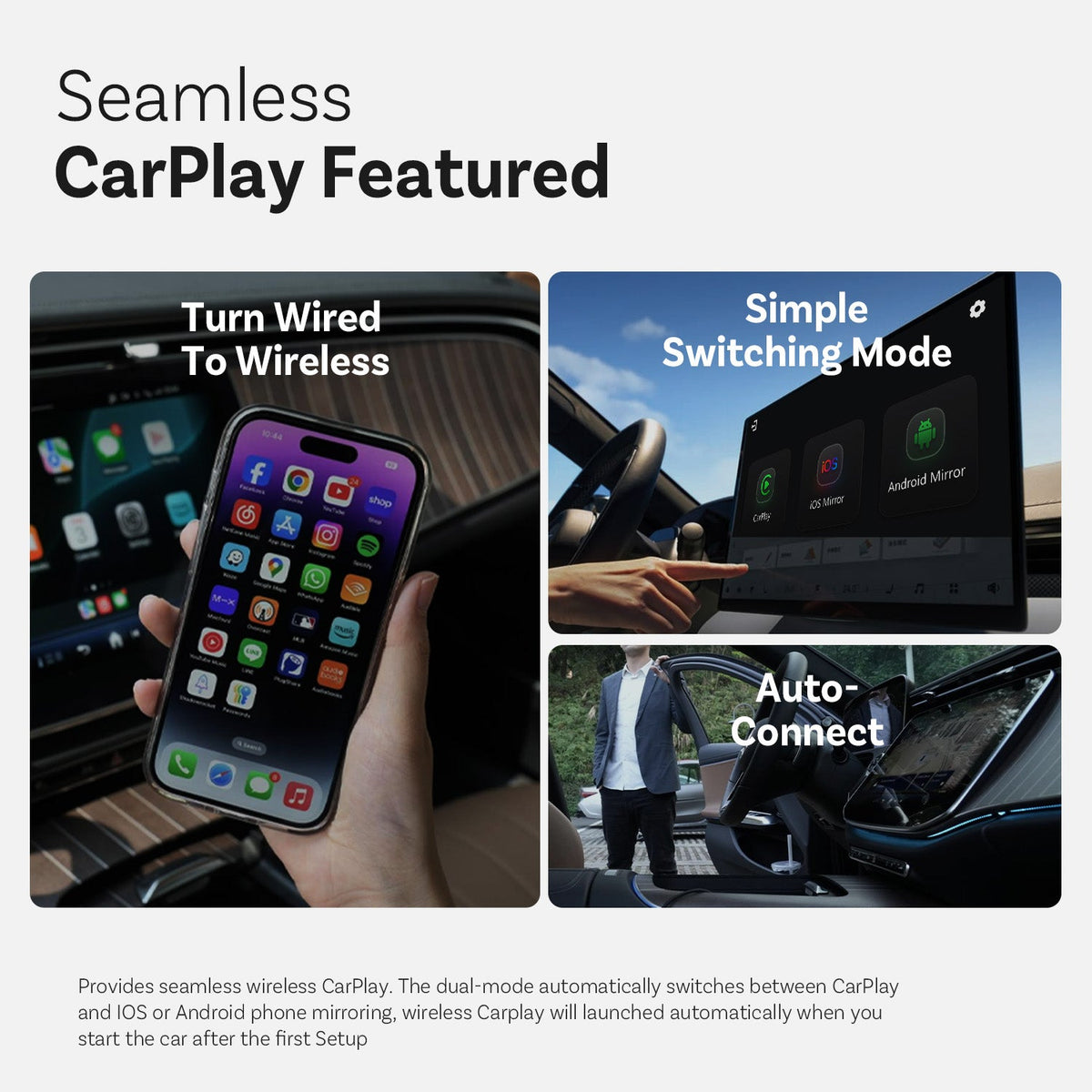 Ottocast Mirror Touch adapter with bidirectional control CarPlay iOS/ Android Mirror 3 in 1