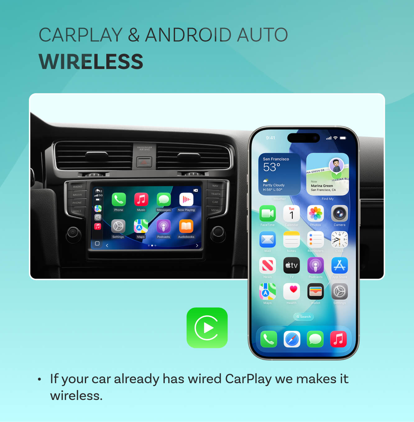 OttoSafe Cam | 2K Dash Cam with Wireless CarPlay & Android Auto