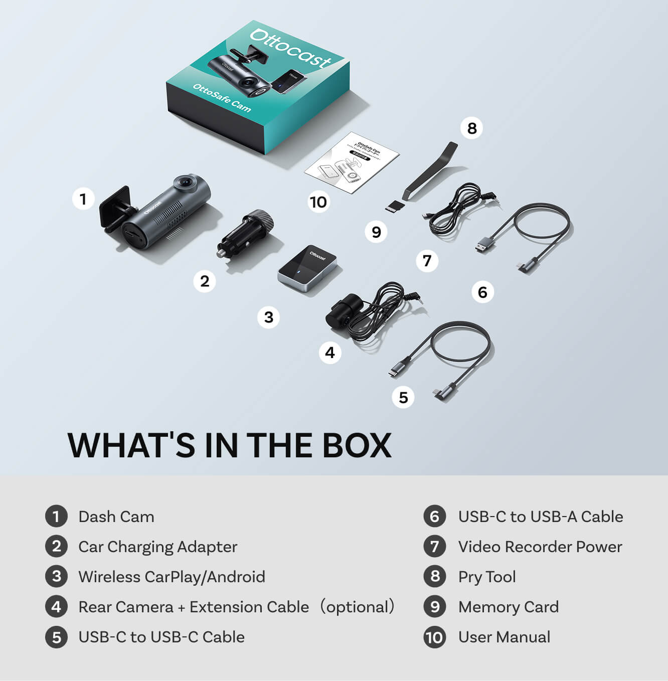 OttoSafe Cam | 2K Dash Cam with Wireless CarPlay & Android Auto