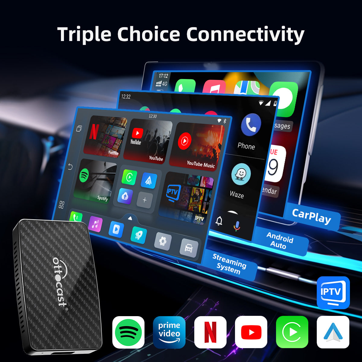 2025 Upgrade Play2Video Pro YouTube Netflix Prime Video kabellose CarPlay/Android Auto Auto-Box