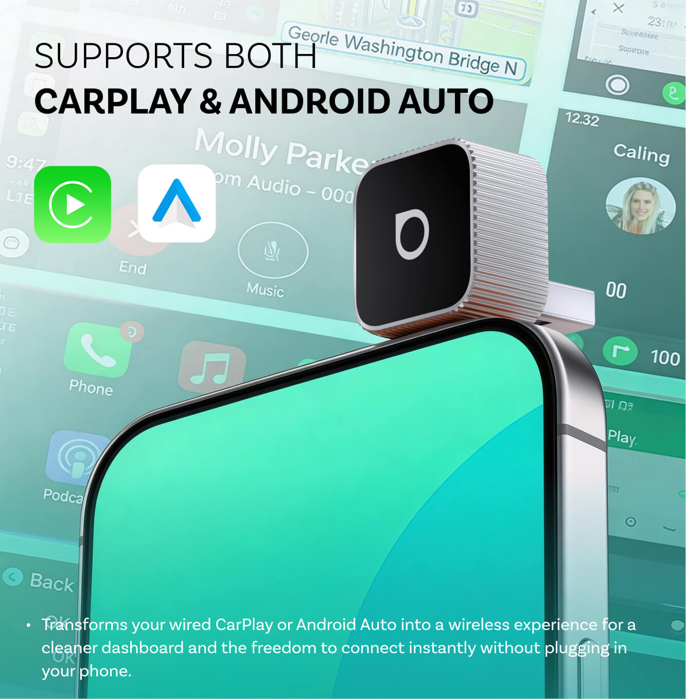 Adaptateur sans fil Ottocast Mini Cube 3.0 CarPlay/Android Auto pour voiture