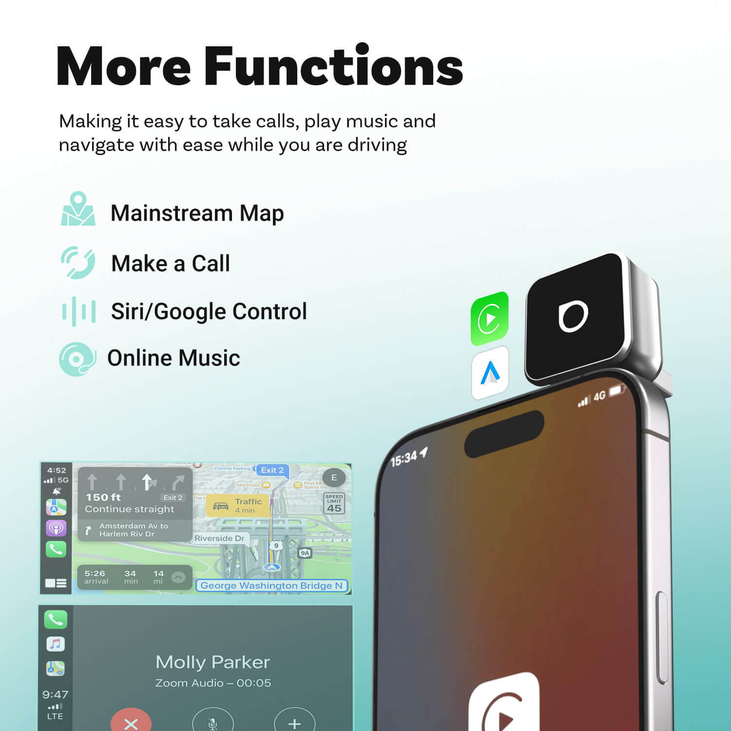 Ottocast Mini Cube 3.0 Adattatore Wireless CarPlay/Android Auto per Auto