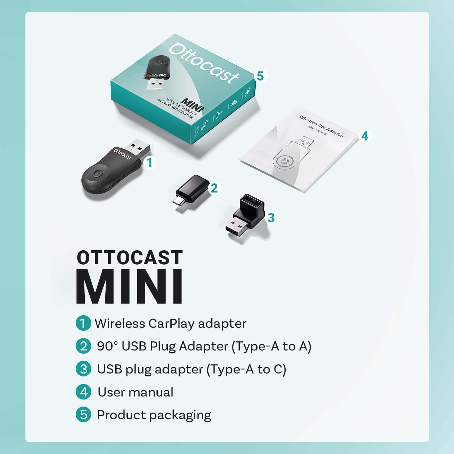 Adaptador Mini inalámbrico CarPlay/Android Auto 2025