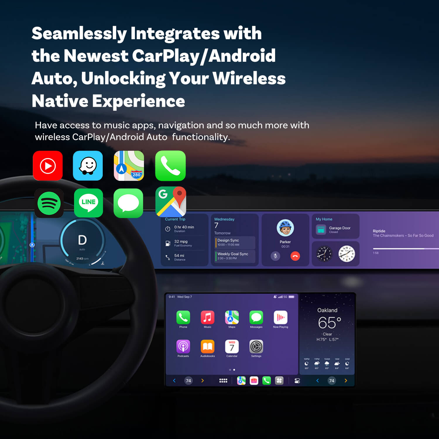 Adaptador Mini inalámbrico CarPlay/Android Auto 2025