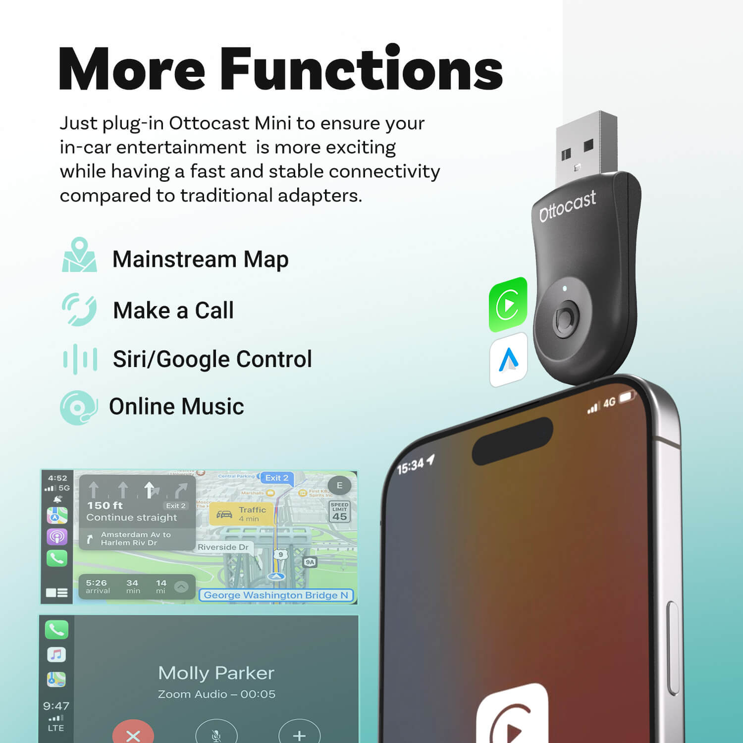 Adaptador Mini inalámbrico CarPlay/Android Auto 2025