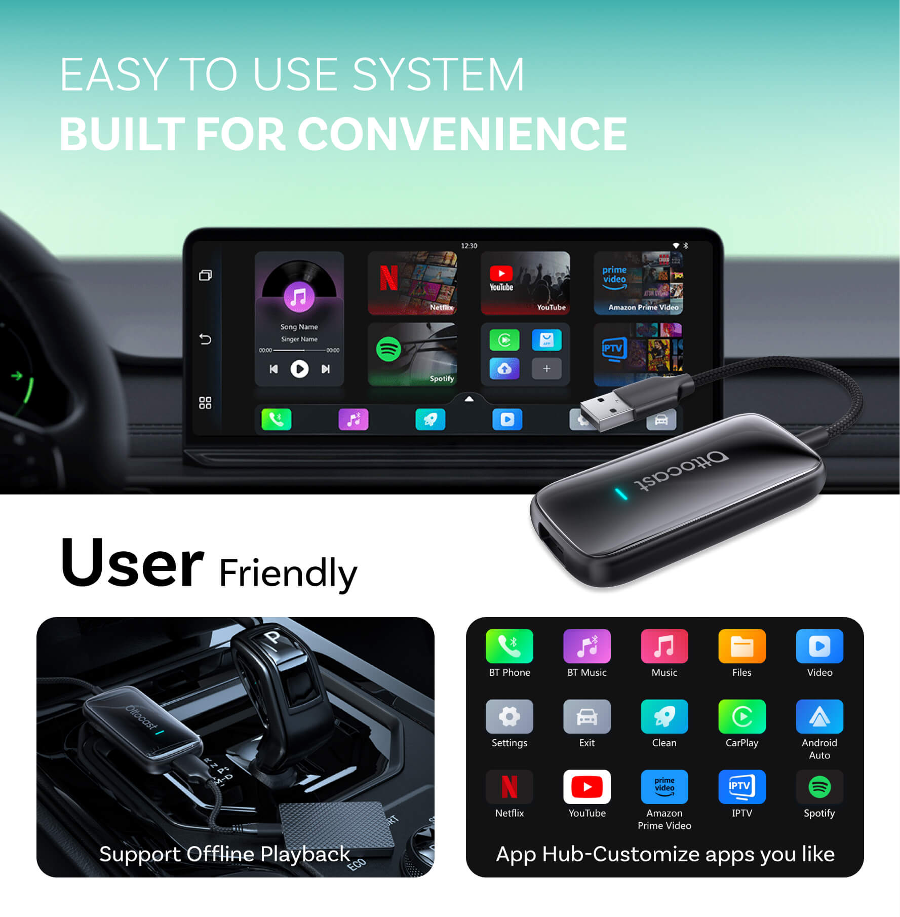 Plav2Video Ultra Kabelloser CarPlay/Android Auto All-in-1 Adapter
