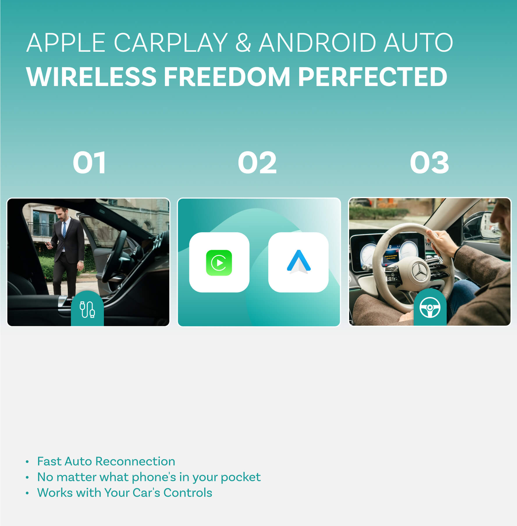 Plav2Video Ultra Kabelloser CarPlay/Android Auto All-in-1 Adapter