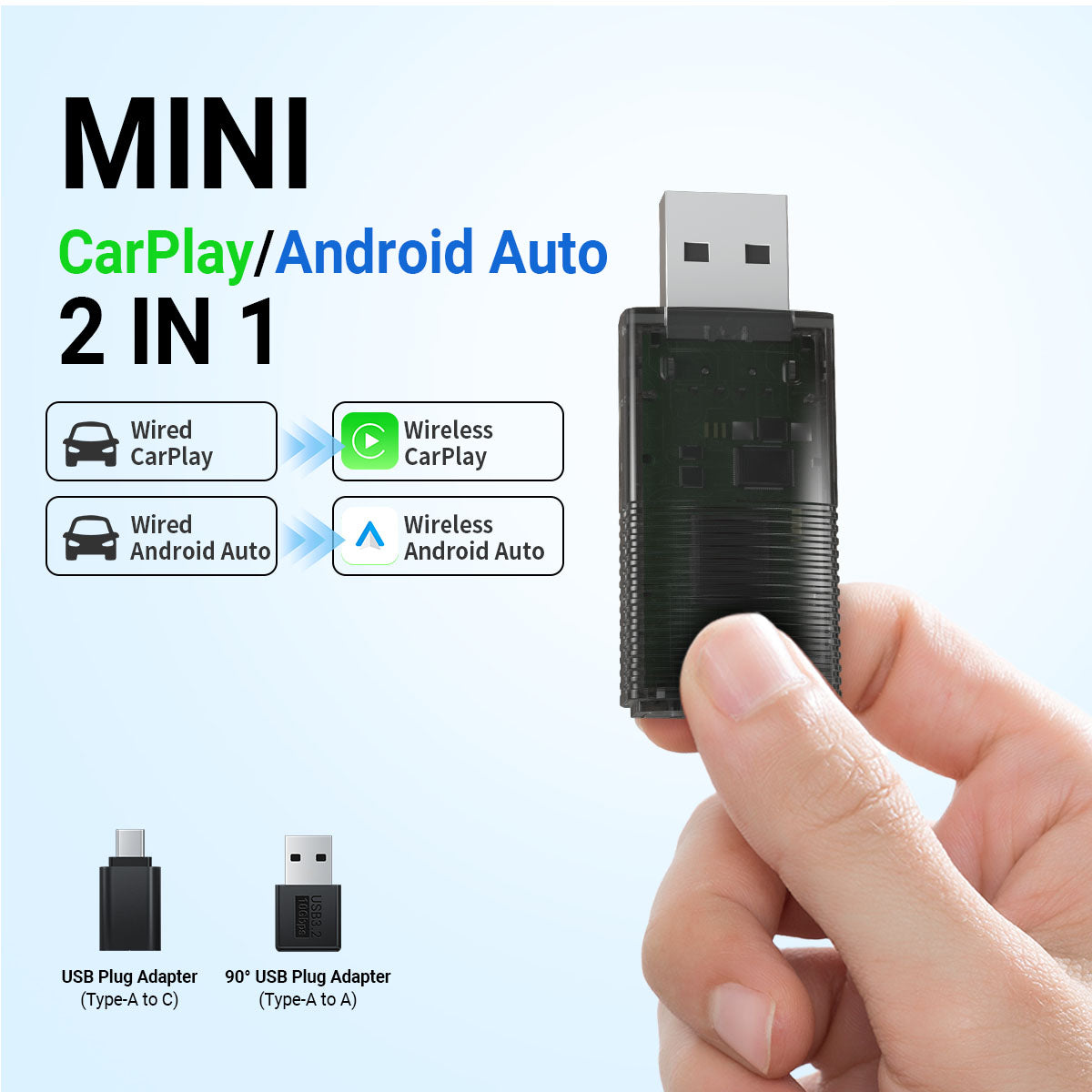 Mini Wireless CarPlay/Android Auto 2 in 1 Adapter