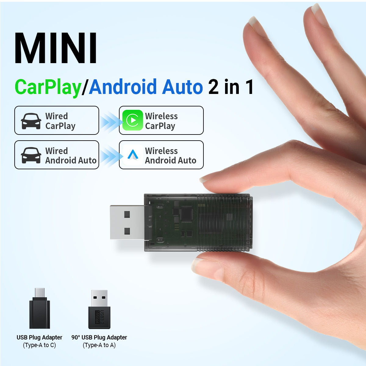 Adaptateur Mini Wireless CarPlay/Android Auto 2 en 1