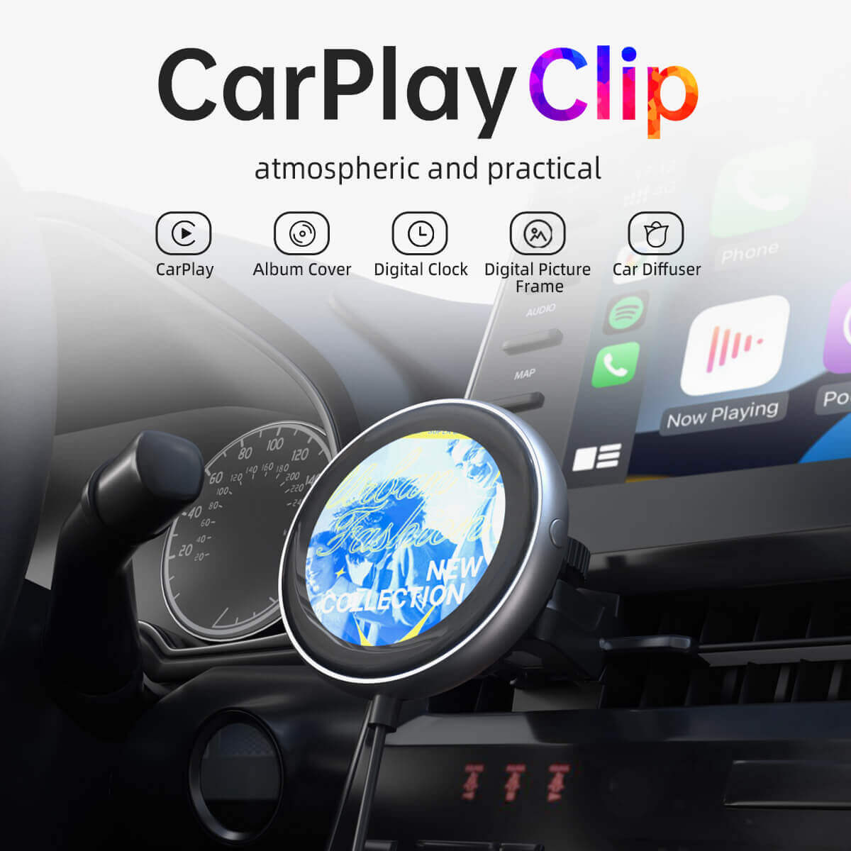 🚀 Dépêchez-vous ! 48 % de réduction pour une durée limitée ⏰💥CarPlay Clip - Cadre photo numérique intelligent + CarPlay sans fil