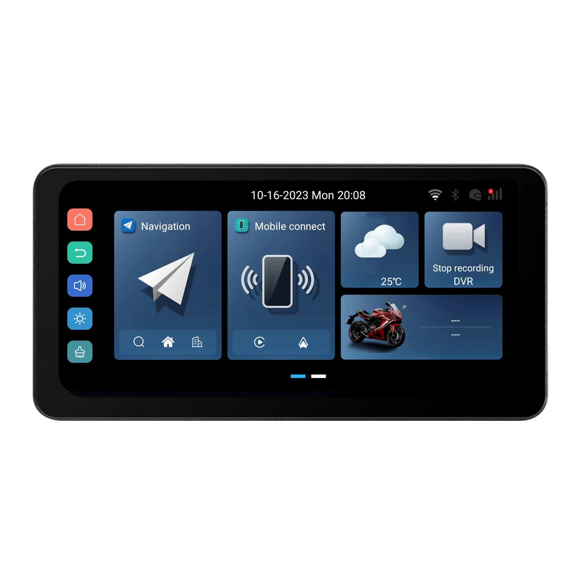 Pantalla de GPS Android 12 CarPlay Lite C5 Ultra para motocicleta con cámara DVR