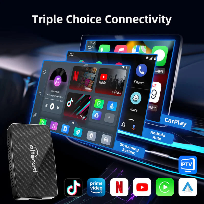 2025 Upgraded Play2Video Pro YouTube Netflix Prime video wireless CarPlay/Android Auto car box