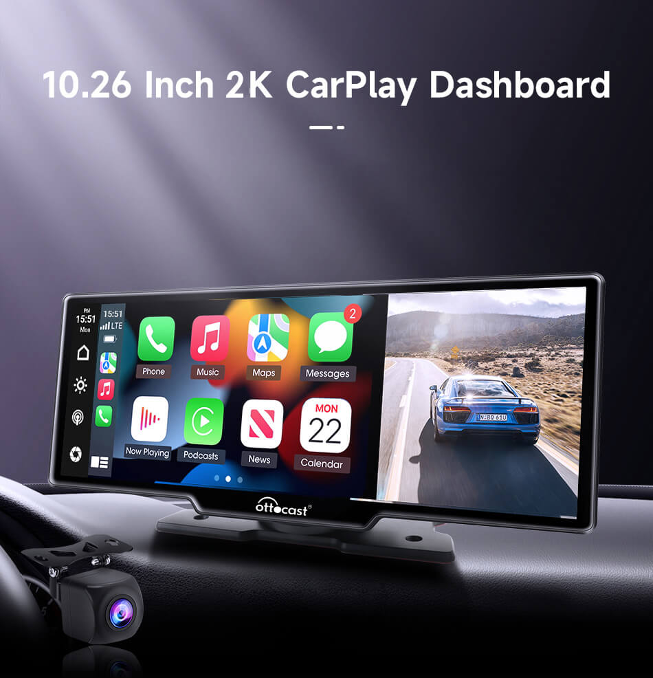 Schermo portatile da 10" per Apple CarPlay e Android Auto