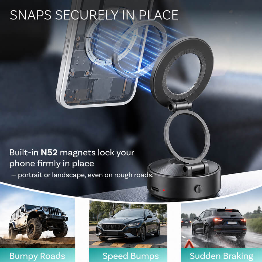 Electric Automatic Vacuum-Suction Magnetic Phone Holder