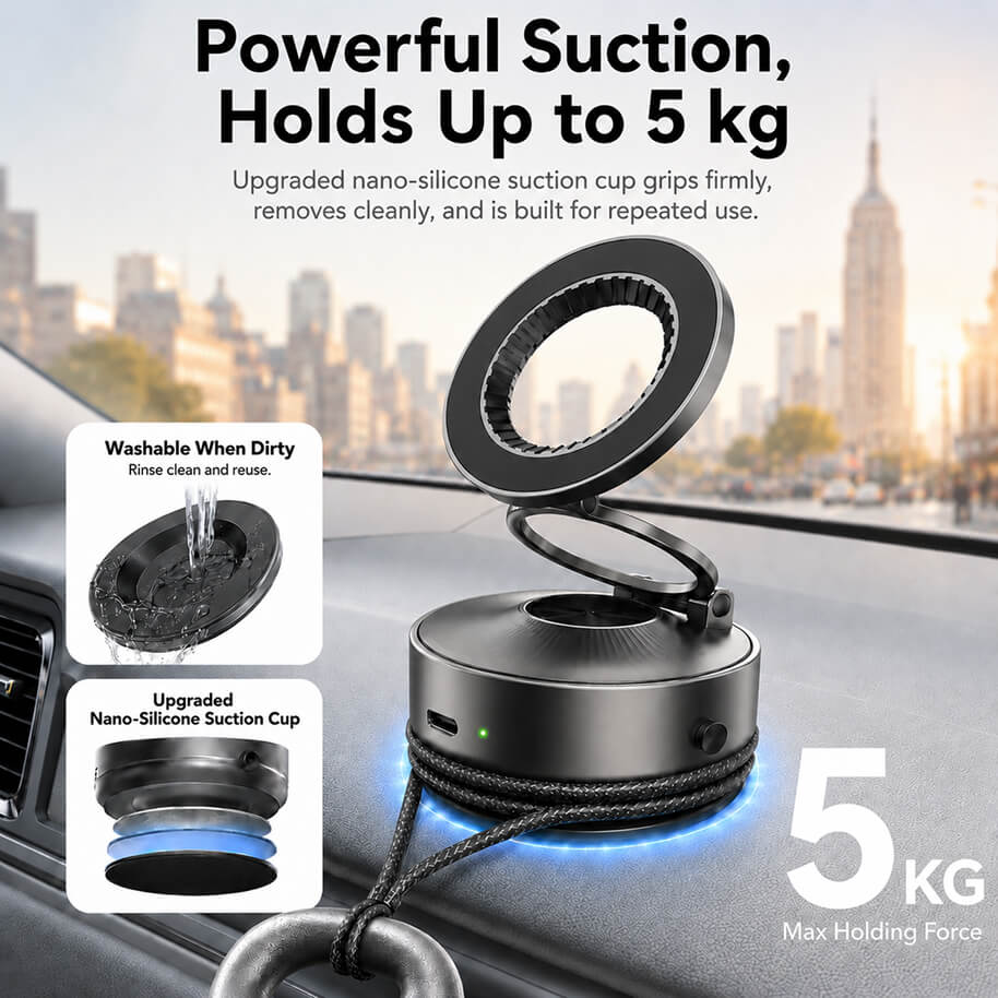 Electric Automatic Vacuum-Suction Magnetic Phone Holder