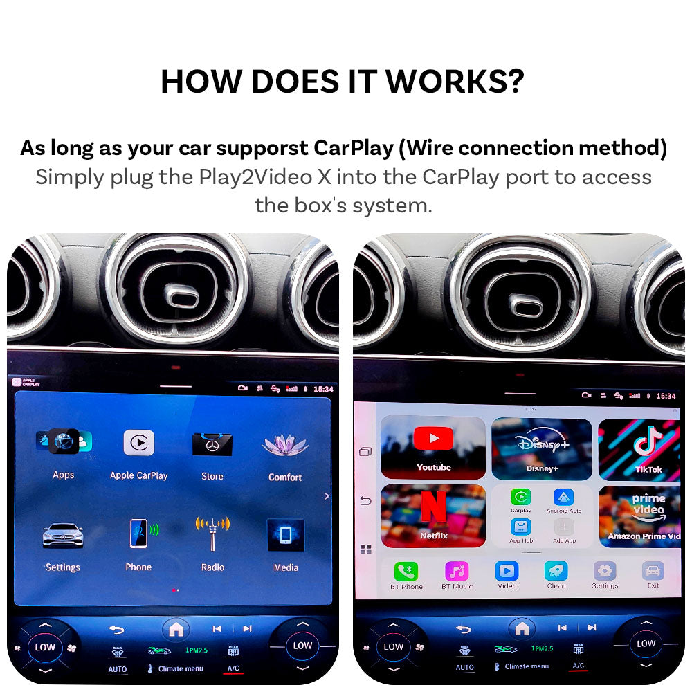 [New Arrival] Play2Video X Prime Netflix Youtube Wireless CarPlay/Android Auto video All-in-1 Adapter
