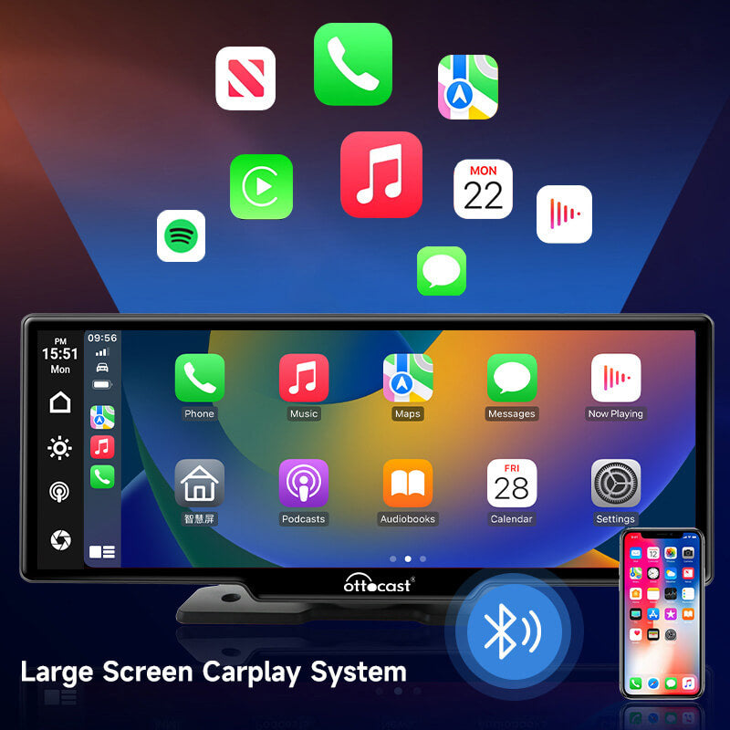 Écran d'affichage de voiture portable Apple CarPlay et Android Auto de 10 pouces