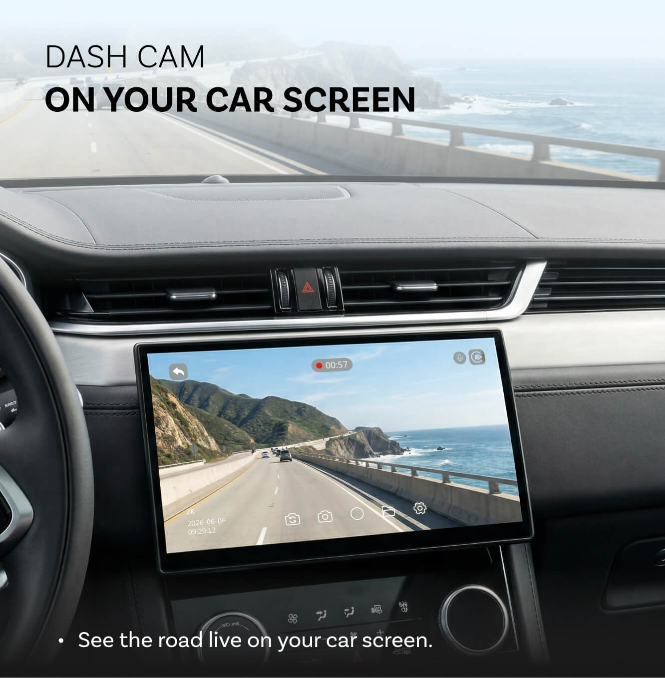 OttoSafe Cam | 2K Dash Cam with Wireless CarPlay & Android Auto