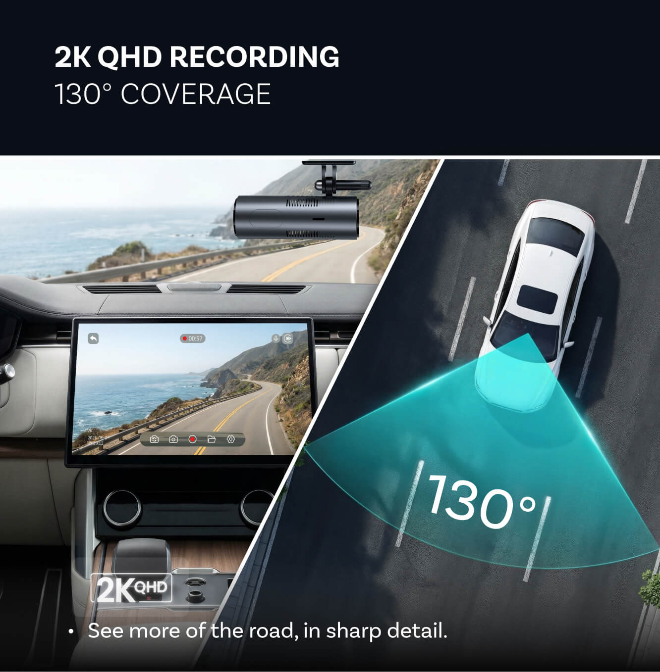OttoSafe Cam | 2K Dash Cam with Wireless CarPlay & Android Auto