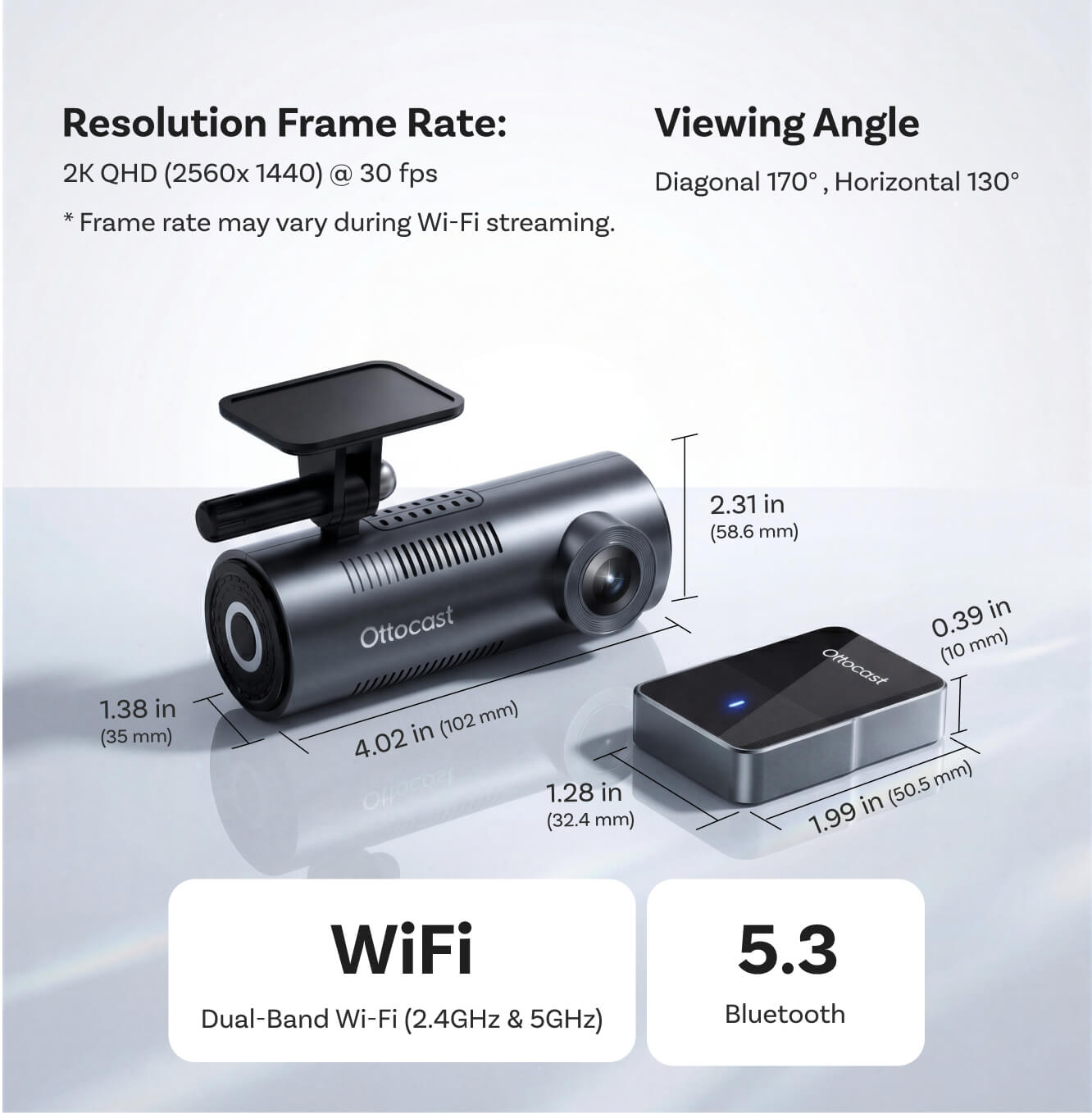 OttoSafe Cam | 2K Dash Cam with Wireless CarPlay & Android Auto