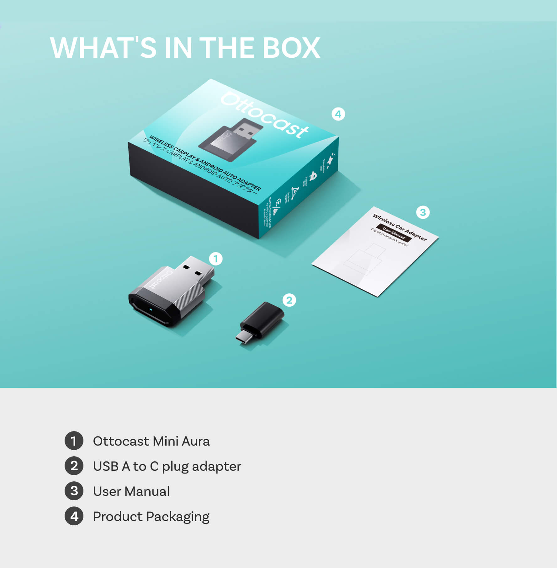 Ottocast Mini AURA Wireless CarPlay/Android Auto Adapter