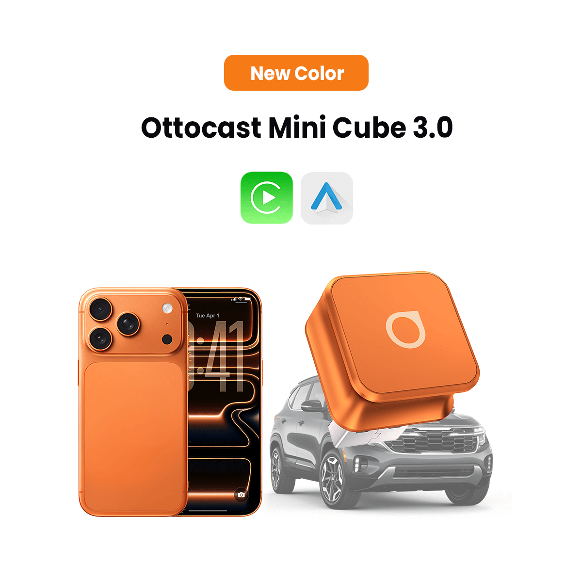 Ottocast Mini Cube 3.0 Adapter - Cosmic Orange
