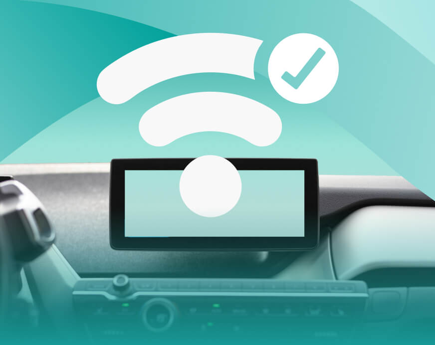 <h4>Car screen displays wireless connection</h4>